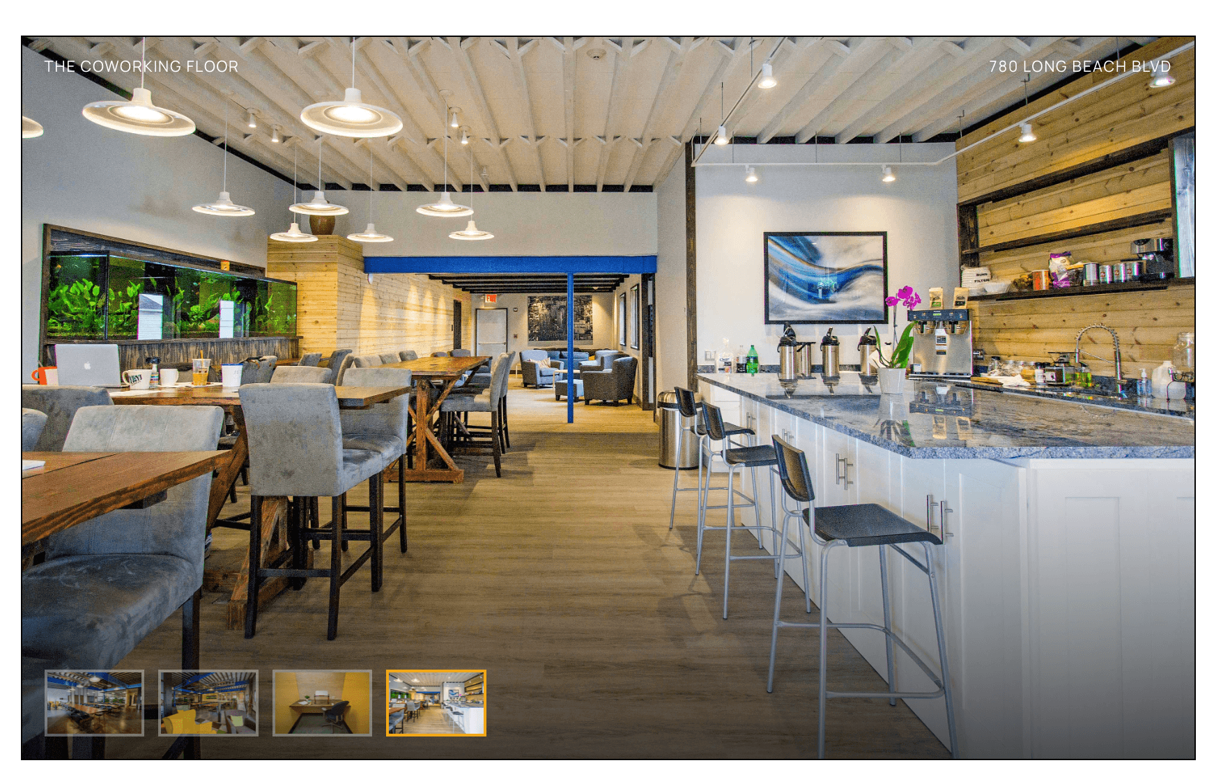 Bridgeworks café and coffee bar with communal seating